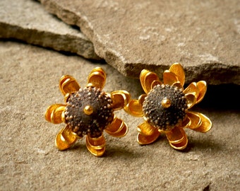 Mermaid Diamonds — Chrysanthemum Sea Urchin Post Earrings in Gold