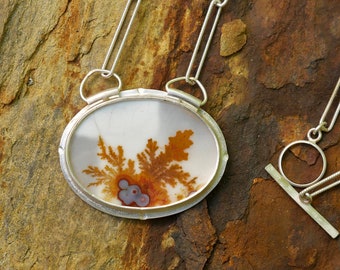 Regrowth Mosaic — A Dendritic Agate Pendant Necklace in Sterling