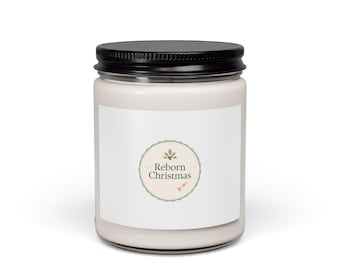 Reborn Christmas Holiday Candle & Sticker - Festive Soy Scented Jar