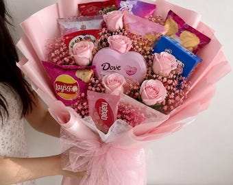Luxury Asian Snack Bouquet Gift – Pink or Blue