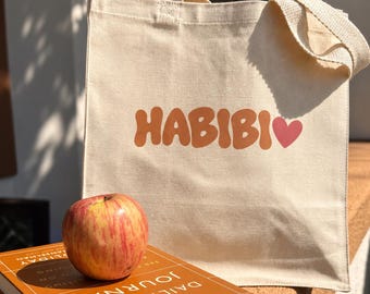Habibi Canvas Tote Bag | Arab Middle Eastern Gift | Farmers Market Reusable Bag