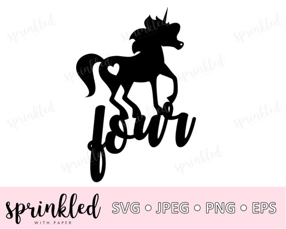 Download Unicorn Fourth Birthday Svg Unicorn Svg Cake Topper Svg Etsy PSD Mockup Templates