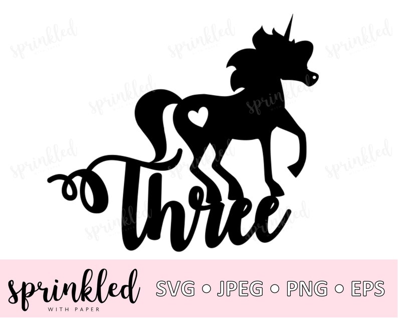 Unicorn Svg Cake Topper Svg Unicorn Third Birthday Svg Centerpieces Table Decor Kitchen Decor