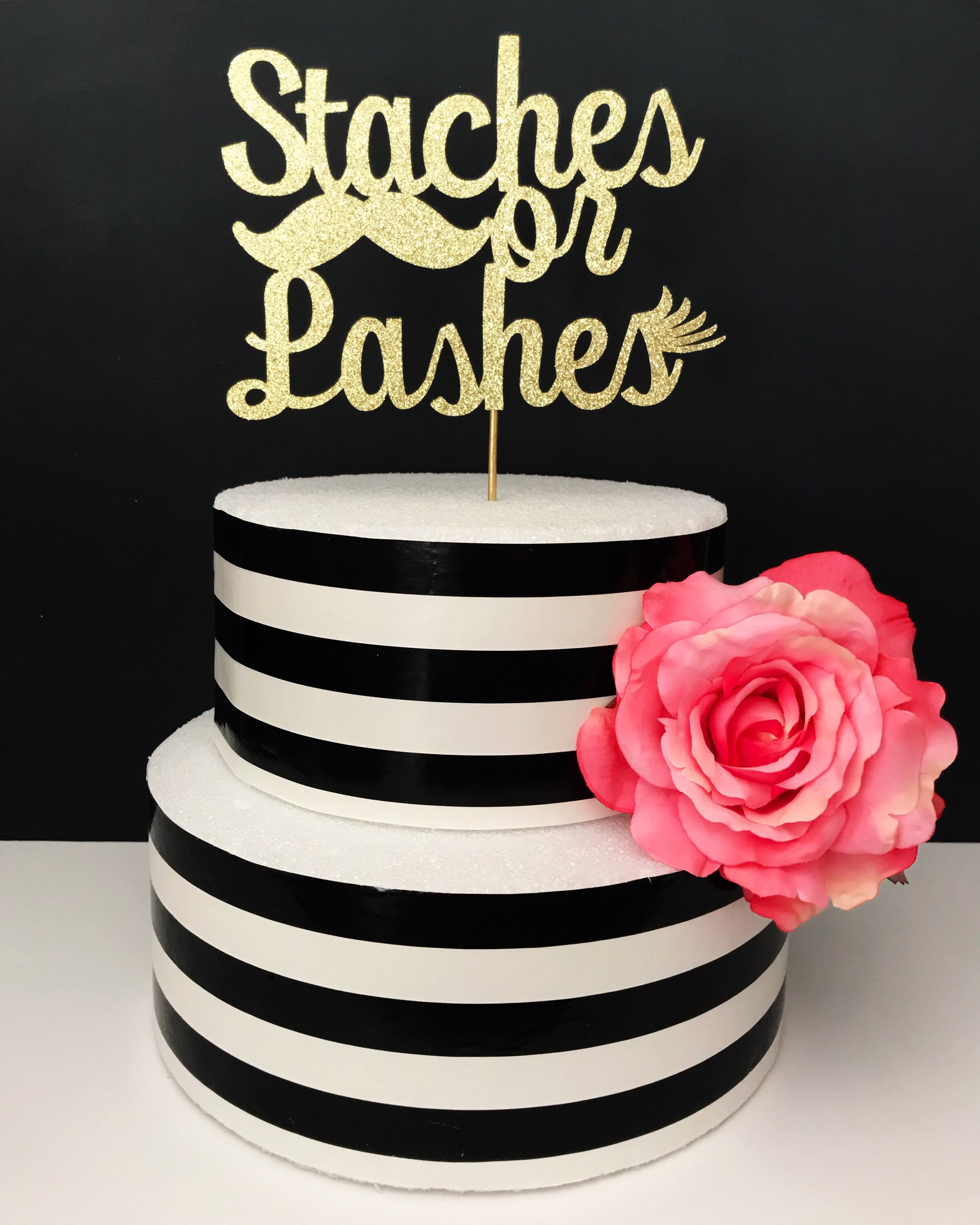 Staches or lashes cake topper gender reveal cake topper baby Etsy