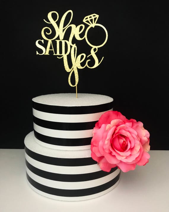 She said yes cake topper bridal shower cake topper | Etsy