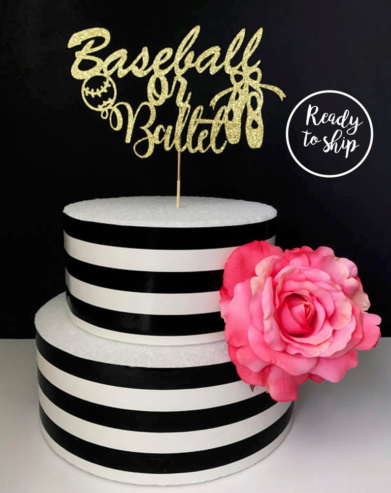 Baseball or Ballet Gender Reveal Cake Topper