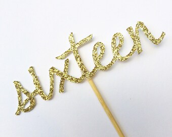 Gold sixteen Cupcake toppers- Cupcake Toppers