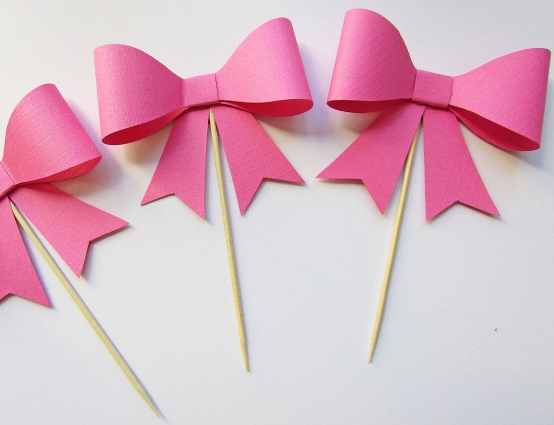 Bow Cupcake Toppers Set of 12 - Etsy