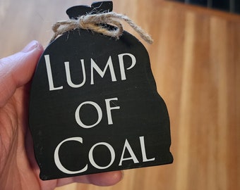 Lump of Coal Shelf Sitter, Lump of Coal Tiered-Tray Decor, Naughty Gift Coal Christmas Decoration, Stocking Stuffer Gift Idea