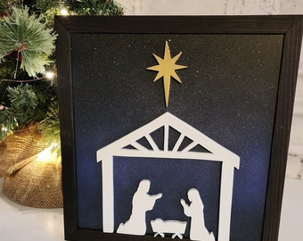 Nativity Christmas Sign, Religious Christmas Sign, Christmas Nativity, Birth of Jesus Sign, Small Nativity