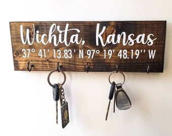 Home Coordinates Key Rack, Organizer, Key Hook, Housewarming Gift, New House, Wedding Gift, Wichita Kansas ICT