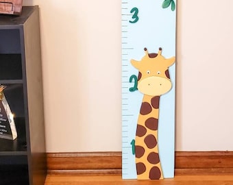 Giraffe Growth Chart Ruler, 3D Jungle Themed Nursery Decor, Animal Nursery Sign, Animal Wood Art, Playroom Decor, Baby Shower Gift