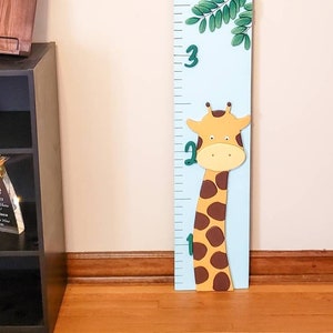 Giraffe Groei grafiek Heerser, 3D Jungle Thema Kwekerij Decor, Dier Kwekerij Teken, Dierlijke Hout Kunst, Speelkamer Decor, Baby Douche Gift