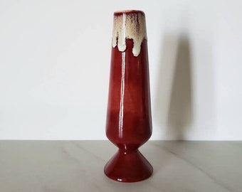 Red Stoneware Vase, Small Handmade Vase, Barnhouse Red, Volcano