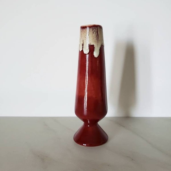 Red Stoneware Vase, Small Handmade Vase, Barnhouse Red, Volcano