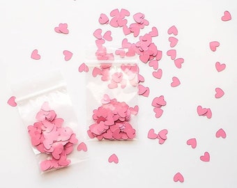 Pink Heart Confetti Mini Confetti Die Cuts - Valentines Day Pink Hearts Punch Outs - Set of 100