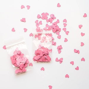 Pink Heart Confetti Mini Confetti Die Cuts Valentines Day Pink Hearts Punch Outs Set of 100 image 1