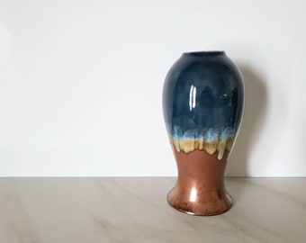 Blue and Bronze Artistic Stoneware Vase Ceramic Stoneware Pottery