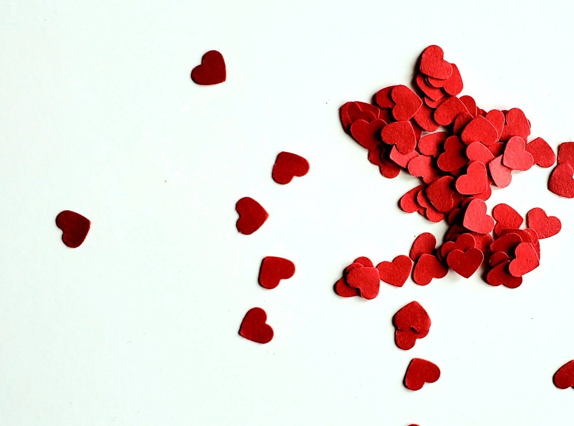 Heart Confetti Mini Confetti Die Cuts Valentines Day Red Hearts Punch
