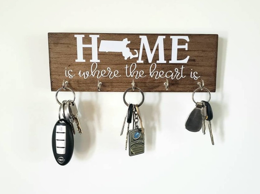 Personalized State Key Rack Massachusetts Home is Where the Heart is ...