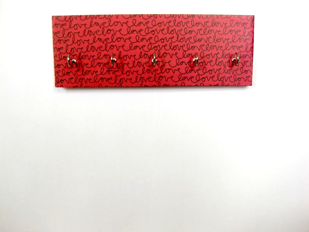 Love Key Rack Love Jewelry Holder Valentines Day Red and Black - Etsy