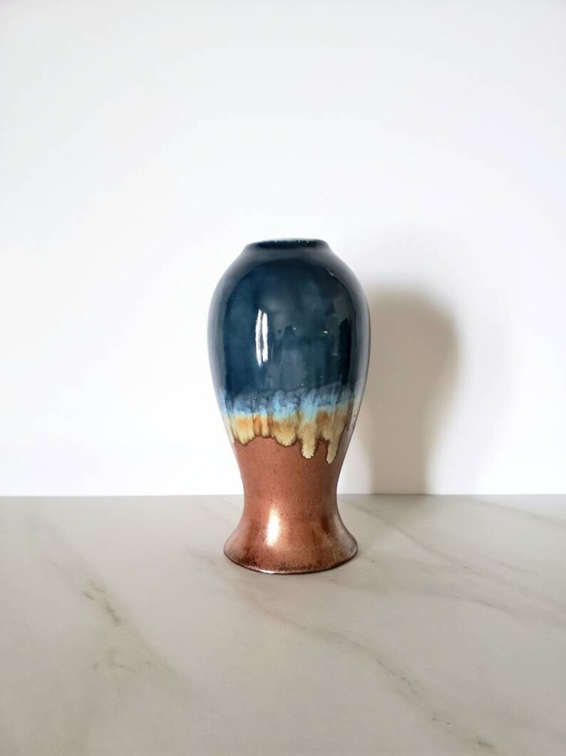Blue and Bronze Artistic Stoneware Vase Ceramic Stoneware Pottery