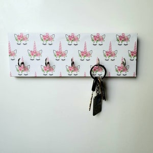 Unicorn Key Rack Unicorn Jewelry Holder Pink Pony Floral Unicorn Mask Hanger image 3