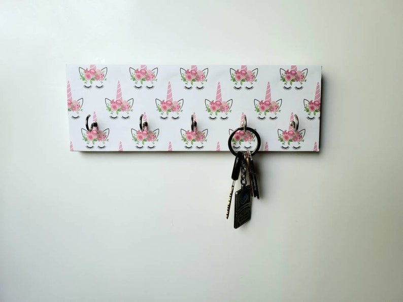 Unicorn Key Rack Unicorn Jewelry Holder Pink Pony Floral Unicorn Mask Hanger image 3