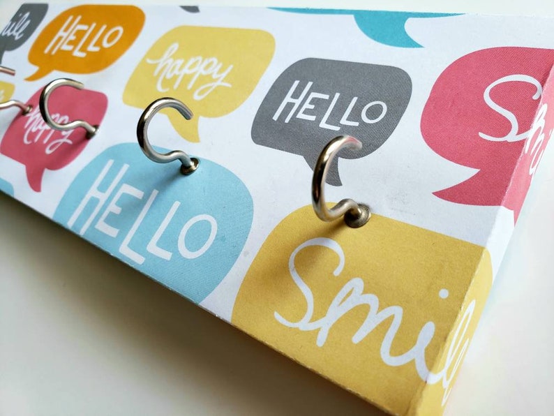 Speech Bubble Key Rack, Hello Key Rack, Jewelry Holder, Smile, Happy image 1