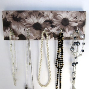 Daisy Jewelry Holder Flower Key Rack Black and White Daisies, Flowers, Sunflowers, Silhouette, Gray, Charcoal, Garden, Floral Blooms Daisy image 3