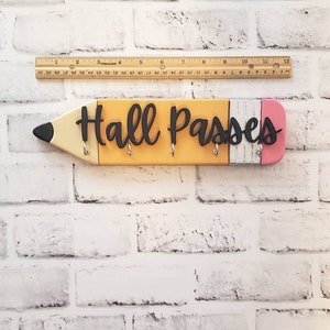 Hall Pass Holder, Classroom Storage, Personalized Teacher's Pencil, Teacher's Gift, Classroom Decor, Custom Classroom Sign zdjęcie 5