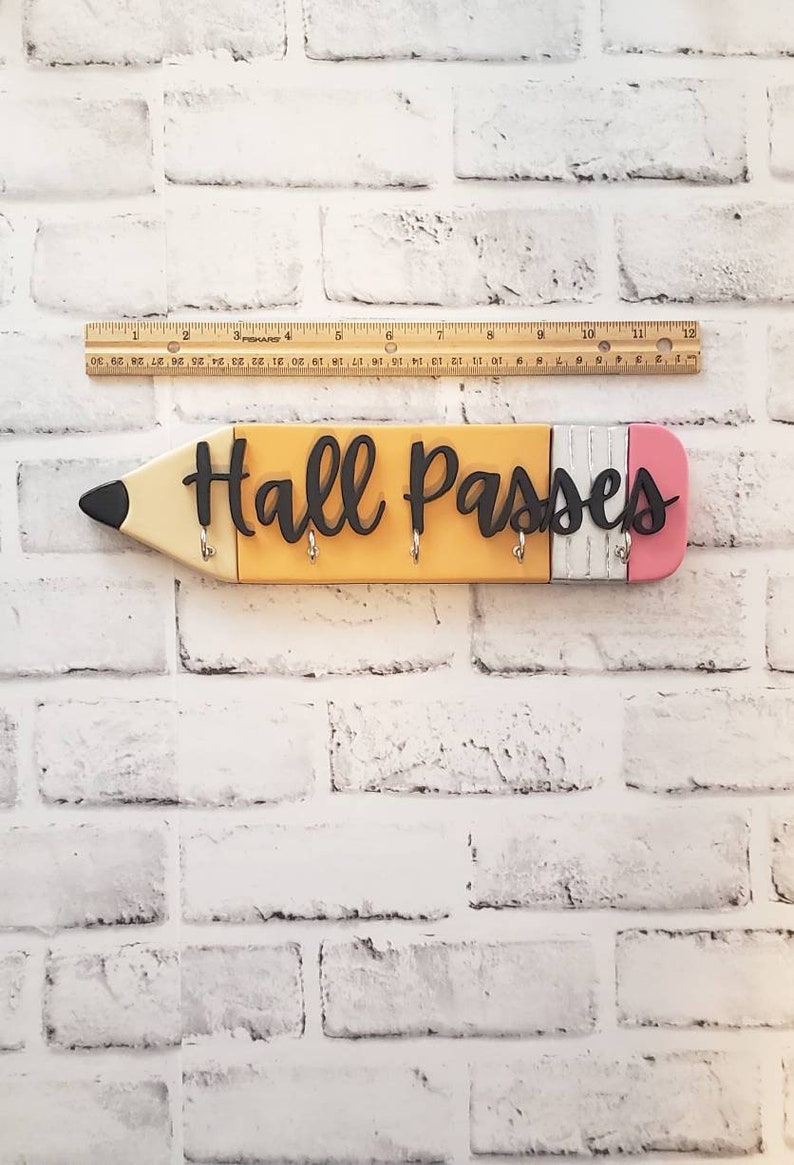 Hall Pass Holder, Classroom Storage, Personalized Teacher's Pencil, Teacher's Gift, Classroom Decor, Custom Classroom Sign image 5