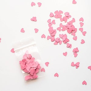 Pink Heart Confetti Mini Confetti Die Cuts Valentines Day Pink Hearts Punch Outs Set of 100 image 3