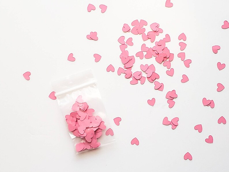 Pink Heart Confetti Mini Confetti Die Cuts Valentines Day Pink Hearts Punch Outs Set of 100 image 3