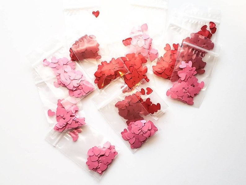 Pink Heart Confetti Mini Confetti Die Cuts Valentines Day Pink Hearts Punch Outs Set of 100 image 4