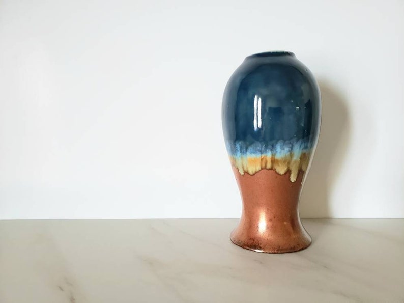 Blue and Bronze Artistic Stoneware Vase Ceramic Stoneware Pottery