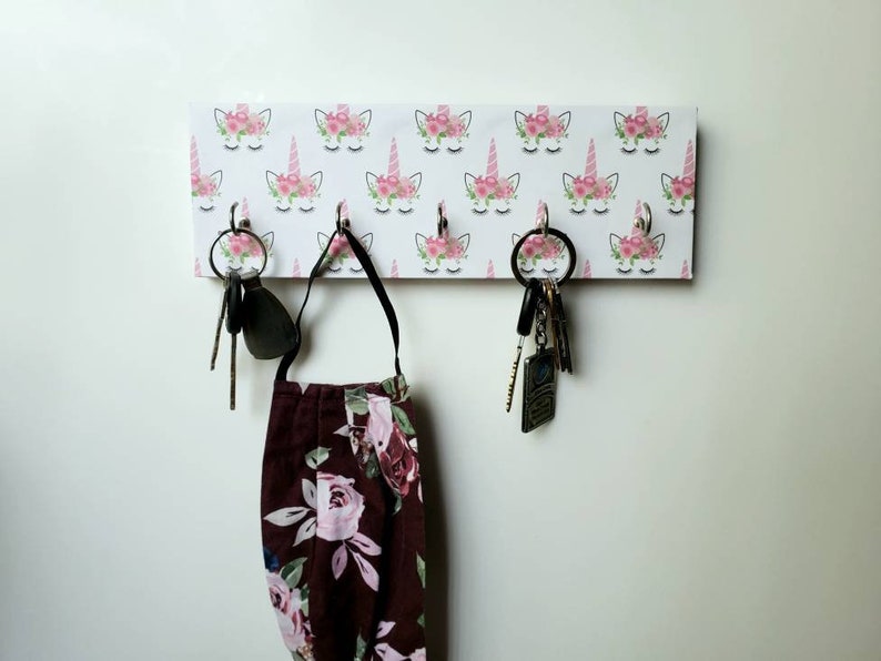 Unicorn Key Rack Unicorn Jewelry Holder Pink Pony Floral Unicorn Mask Hanger image 4