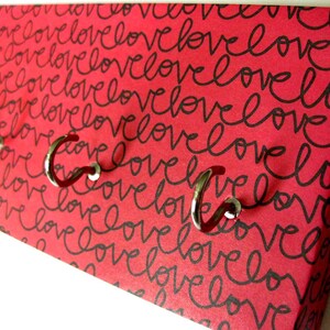 Love Key Rack Love Jewelry Holder Valentines Day Red and Black Inspirational Jewelry Organizer Anniversary Gift Gift For Her &quot;LoveLove&quot;
