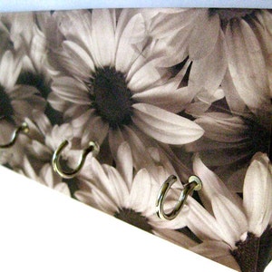 Daisy Jewelry Holder Flower Key Rack Black and White Daisies, Flowers, Sunflowers, Silhouette, Gray, Charcoal, Garden, Floral Blooms Daisy image 1