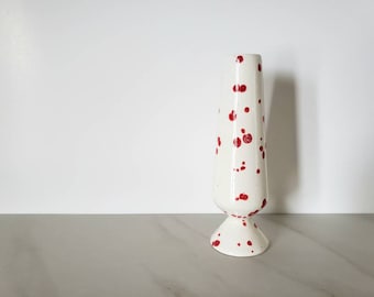 Small Red, White, and Blue Speckled Vase, Patriotic Vase, Ceramic Vase, American Decor