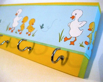 Jewelry Holder Key Rack  Duck Jewelry Holder Duck Key Rack Easter Mother and Baby Nursery Decor Childrens Decor, Kids Decor "Ducks in a Row