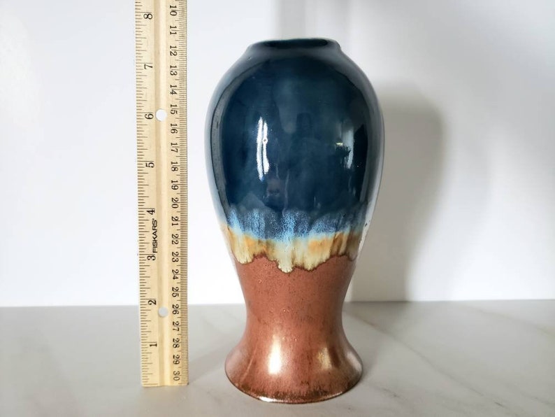 Blue and Bronze Artistic Stoneware Vase Ceramic Stoneware Pottery