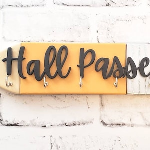 Hall Pass Holder, Classroom Storage, Personalized Teacher&#39;s Pencil, Teacher&#39;s Gift, Classroom Decor, Custom Classroom Sign
