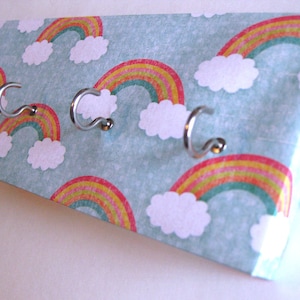 Jewelry Holder and Key Rack Rainbow Clouds and Rainbows, Red, Orange, Yellow, Green, Blue, White Polka Dots 5 nickel hooks image 1