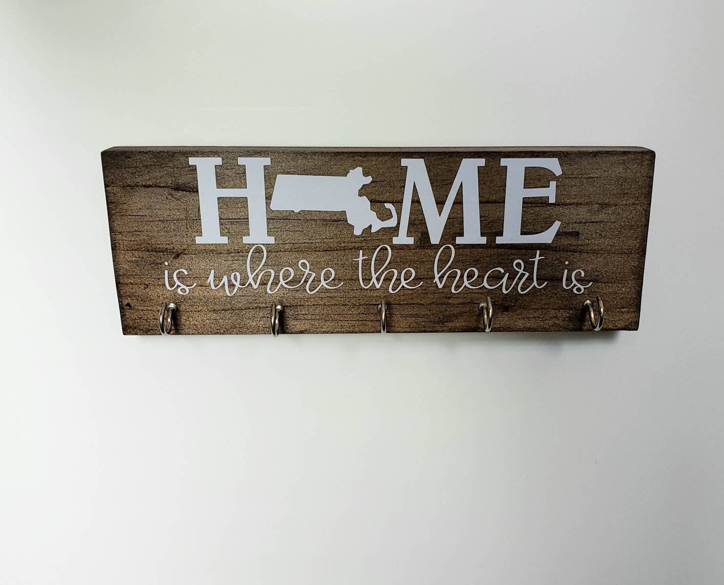 Personalized State Key Rack Massachusetts Home is Where the Heart is ...