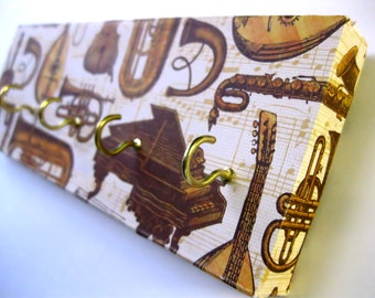 Key Rack Jewelry Hanger Gold  Instrumental Music Brass Woodwinds Violin Piano Musical Sheet Music Trumpet Trombone Saxophone "Instruments"