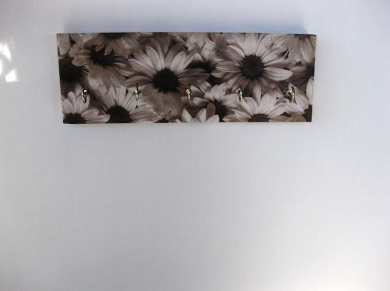 Daisy Jewelry Holder Flower Key Rack Black and White Daisies, Flowers, Sunflowers, Silhouette, Gray, Charcoal, Garden, Floral Blooms Daisy image 2