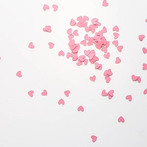 Pink Heart Confetti Mini Confetti Die Cuts Valentines Day Pink Hearts Punch Outs Set of 100 image 2