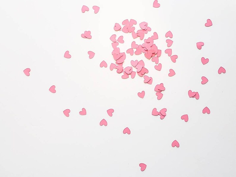 Pink Heart Confetti Mini Confetti Die Cuts Valentines Day Pink Hearts Punch Outs Set of 100 image 2