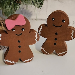 Gingerbread Man and Woman Shelf Sitter, Gingerbread Tiered-Tray Decor, Boy and Girl Gingerbread Christmas Decoration, Stocking Stuffer Gift